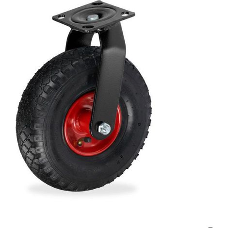 Roue Pivotante - Pneumatique 3.00-4 - Charge Max 120 Kg - Plaque De Fixation En Acier - Pour Chariots Et Bollerwagen (1/5)