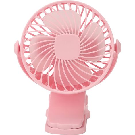 720°-Clip-Ventilator aus ABS, 3 Geschwindigkeitsstufen, leise, Mini-USB-Akku-Ventilator für Büro, Studentenzimmer, Pink (1/5)