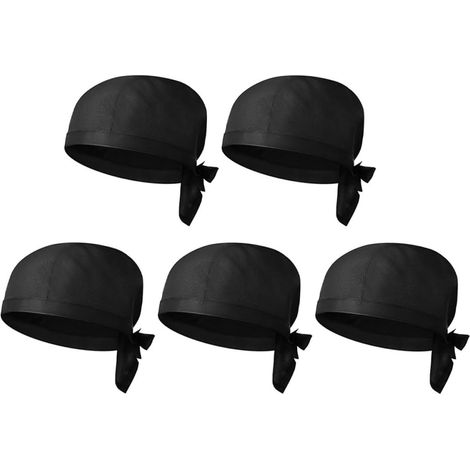 Lot de 5 toques de chef en coton noir pour cuisine de restaurant (1/5)