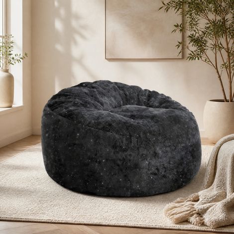 Fauteuil bean bag à haut dossier incurvé, soutien enveloppant, 100 x 98 x 61 cm, noir, REDOM (1/5)