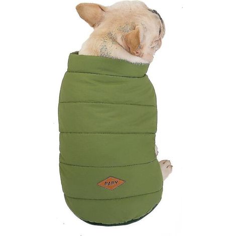 Bulldoggen-Kleidung – Baumwollweste mit Knöpfen – Hundebekleidung – Haustierzubehör – Größe L – Grün (1/4)