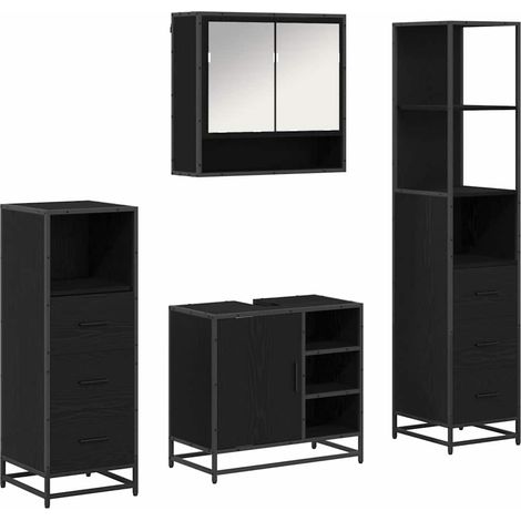 Maison Exclusive - Badezimmermöbel-Set 4 pcs Schwarz Eichen-Optik