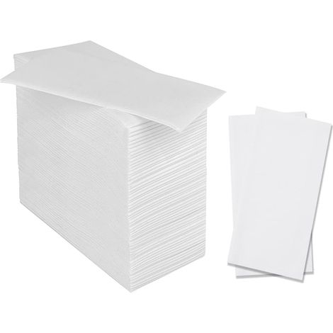 Lot de 200 serviettes jetables élégantes, toucher lin, serviettes de table décoratives douces et absorbantes pour mariage, fête, anniversaire (blanc) (1/5)