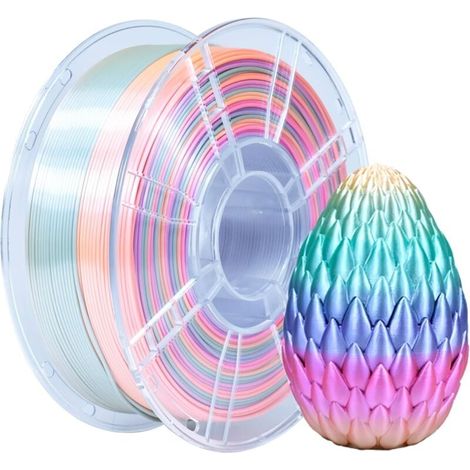 Multicolor PLA+ Filament 1.75 mm, Rainbow PLA Plus Silk 3D Printer Filament 1 kg (2.2 lb), Color-Changing PLA 3D Printing Filament, Candy Rainbow MUMU (1/4)