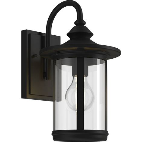 Lindby – Applique d'extérieur Zayn en aluminium noir – Hublot IP23 – Douille E27 pour ampoules décoratives – Hauteur 33 cm – Éclairage sécurisé terrasse et jardin