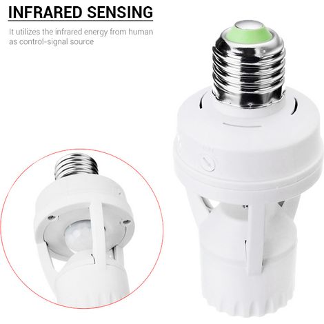 Support ampoule avec détecteur infrarouge corps humain 360° à variateur pour douille E27 (1/2)