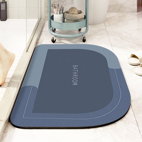 Tapis de sol absorbant pour salle de bain, tapis de sol antidérapant - grands coins arrondis, 4570CM, bleu (1/5)