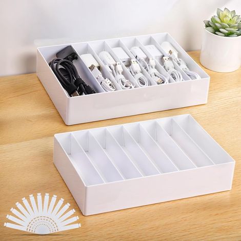 Boite Rangement Cable Blanc Avec Compartiments Réglables, Grand 2 Boîtes Range Cable, Boite Cache Avec 14 Serre-Câbles, Rangement Bureau Utilisation Multi-Scénarios, Organisateur (1/5)