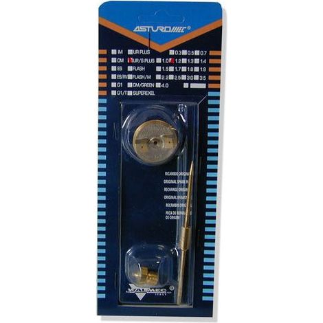 Walmec 0682592 Asturo 40320 Ugello Ricambio Aerografo UR-S Plus 1.2 mm ago ugello e cappello ottone