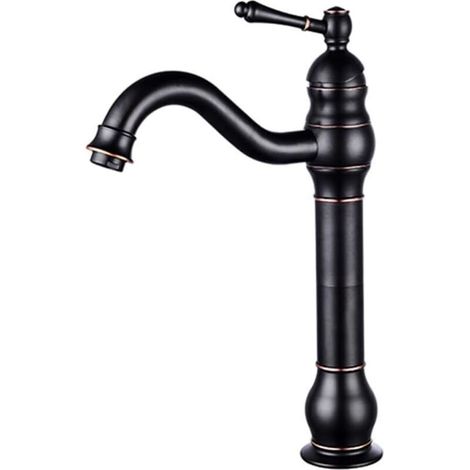 Robinet de lavabo, robinet d'évier, robinet de lavabo aspect bronze, robinet mitigeur en laiton, robinet à poser pour lavabos suspendus (1/5)