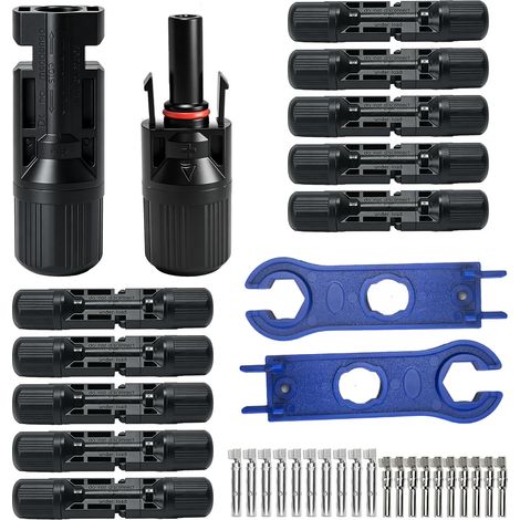 Lot de 10 paires de connecteurs solaires MC4 étanches IP67 - Fiche de panneau solaire PV 6 mm² mâle femelle - Connecteur de câble solaire résistant aux hautes températures - Pour (1/5)