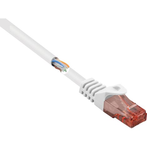 Renkforce RF-5043884 RJ45 Câble réseau, câble patch CAT 6 U/UTP 2.00 m blanc avec cliquet d'encastrement, sans halogène 1 pc(s) S590152 (1/4)