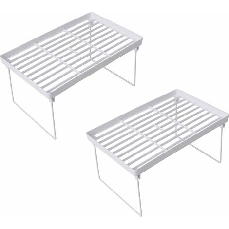 2pcs-Étagère de rangement pour salle de bain, organiseur de comptoir de cuisine, étagère de rangement pliable,Parfait pour une utilisation quotidienne,blanc (1/5)