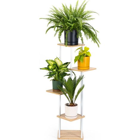 Support à fleurs sur pied en métal PALACE - support blanc pour 5 pots de fleurs (1/5)