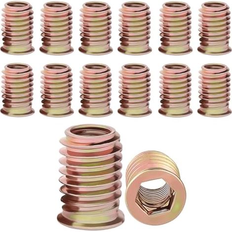 Insert Fileté Bois‌ M10 Insert Fileté M10 x 25mm écrous à Visser 30 Pièces Galvanisés écrou Hexagonal Fileté‌ pour Meubles en Bois (1/5)