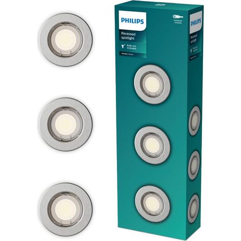 Aro empotrable redondo de metal, modelo peridot, fijo, gu10, níquel, ø8,3 cm, 3 uds