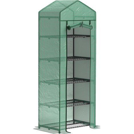 Serre avec porte enroulable, étagères, serre en acier avec film résistant à l'hiver, serre pour balcon, jardin, serre à tomates 69 x 49 x 193 cm, serre pour tomates, légumes, fleurs, plantes vertes (1/5)