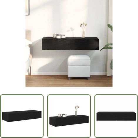 Tiroirs - Étagère murale avec tiroirs noir 100x36x19 cm bois d'ingénierie (1/5)