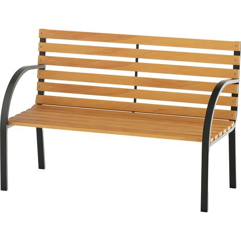 Banc en bois 2 places. banc d'extérieur. jardin. balcon ou terrasse. 122 x 60 x 83 cm. coloris noir et bois (1/5)