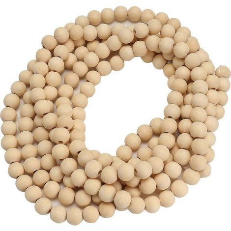 Guirlande de Noël en perles de bois naturel de 2,74 m (9 pieds), idéale pour un sapin de Noël rustique et champêtre. (1/5)