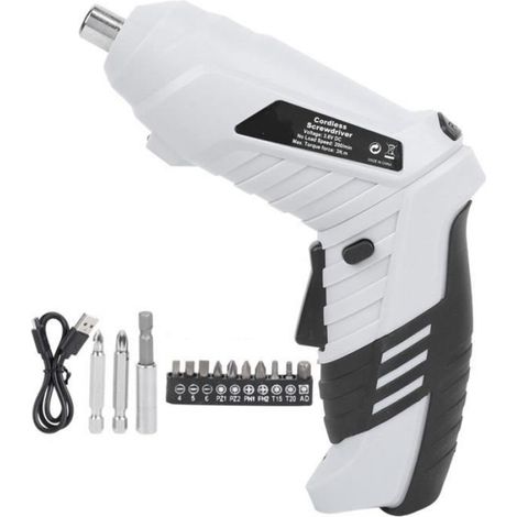 Kit de perceuse-visseuse électrique sans fil - COC-7842372323638 - 3,6V - Blanc (1/4)
