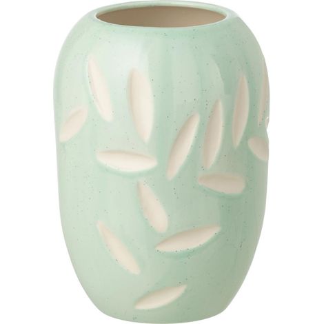 Vase Feuilles en Porcelaine "Foglia" 20cm Bleu Clair (1/2)