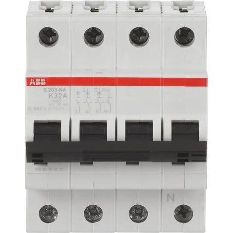 Disjoncteur modulaire ABB S203-K32NA 3P+N K32A 6kA - ABB2CDS253103R0537