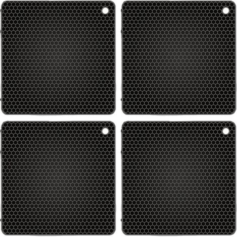 Alfombrilla cuadrada de silicona de grado alimenticio con diseño de panal, 4 piezas, impermeable, aislante y resistente a altas temperaturas.