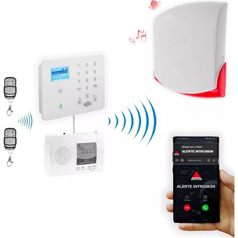 Kit à composer alarme - Récepteur PRO + centrale GSM 4G + sirène 120dB + 2 télécommandes (Gamme KP/DA600+) (1/5)