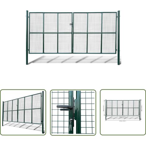 The Living Store Portillon Maille 415 x 250 cm / 400 x 200 cm - Portail Jardin - Portillon Métal - Clôture Jardin - Porte Extérieure - Sécurité Jardin (1/4)