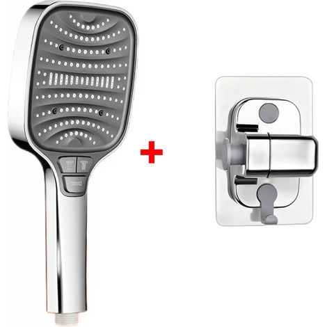 (Ensemble de base argenté) Pommeau de douche turbo à 8 jets, grand panneau de 12 cm, économe en eau, filtre ABS épais anti-explosion (1/5)