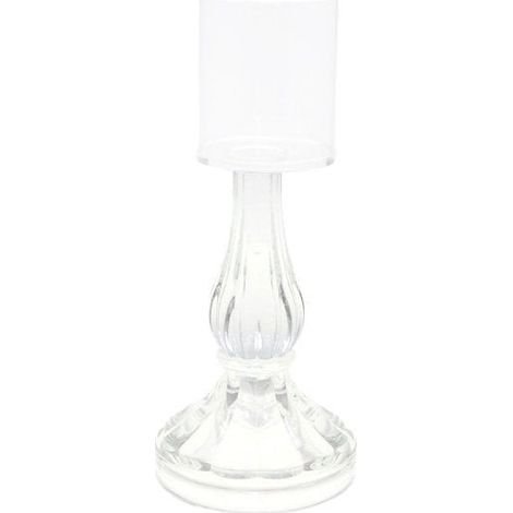 Bougeoir Chandelier en Verre Transparent Petit Modèle H21 cm pour Décoration de Table - PANGIVO (1/4)
