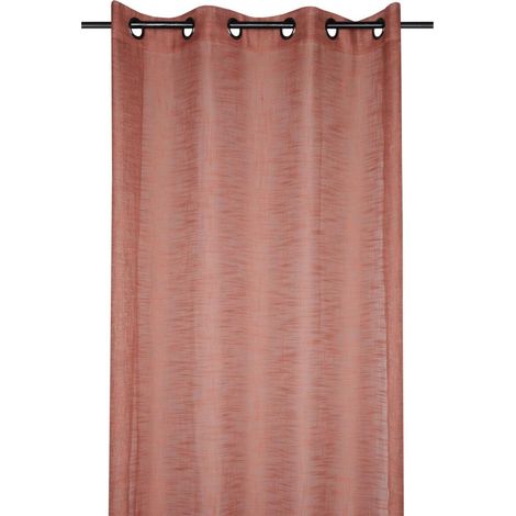 Voilage uni à œillets - Effet lin Terracotta 135x260 cm (1/3)
