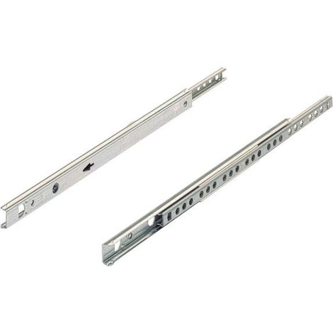 Hettich – Coulisse à billes pour tiroir 10 kg – Acier zingué – Longueur 50 cm – Fixation latérale – Système partiel