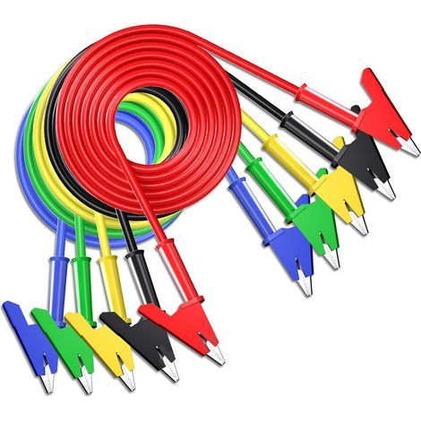 Stück Krokodilklemmen-Prüfleitungen, doppelseitiges Krokodildrahtkabel mit Isolierklemmen, flexibles Kupferkabel für elektrische Prüfungen, 1 m (3,3 ft). (1/5)