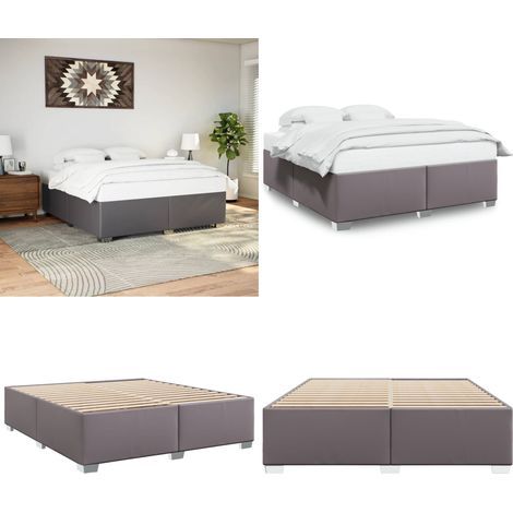 Bettgestell Grau 200x200 cm Kunstleder - Betten - Doppelbett - Boxspringbetten - Schlafzimmermöbel - Kunstleder Möbel - Home & Living (1/5)