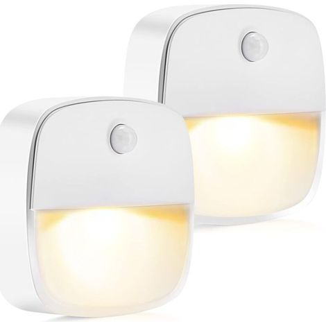 Kids Night Light [2 Pack] Dusk to Dawn Sensor Night Light, Constant and Auto On Mode for Nursery, Stairs, Bedroom, Hallway, Living Room - Warm White