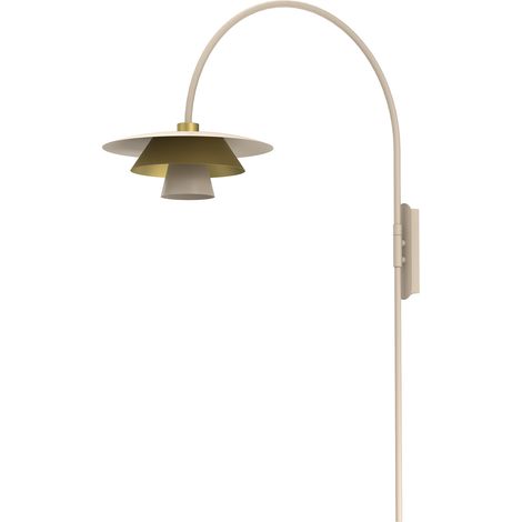 Applique murale décorative triple abat-jour beige et doré, E27 15W, Plato Luminex