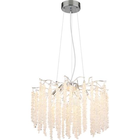 Suspension en plastique chromé avec cristaux, hauteur 120 cm