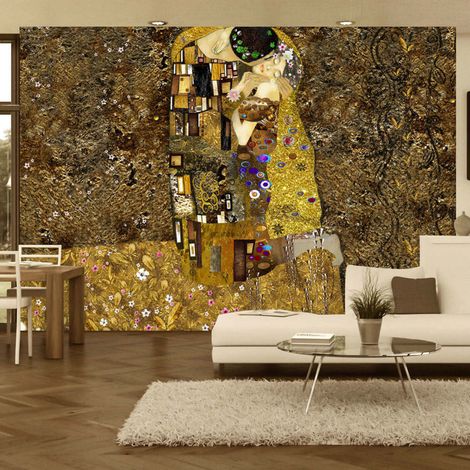 Papier peint Klimt inspiration baiser d'or - 300 x 210 cm (1/4)