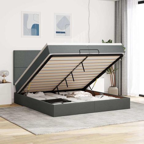 Estructura cama otomana colchones tela gris oscuro 200x200cm vidaXL (1/5)
