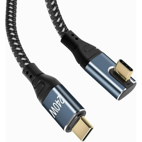 Câble USB C avec coude à 90° - Pour téléphones portables USB-C - 240 W - 1 m (1/5)