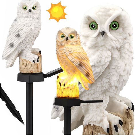 LAMPE SOLAIRE LED HIBOU DE JARDIN GRANDE LAMPE À ENFONCER DÉCORATION DE JARDIN (1/5)