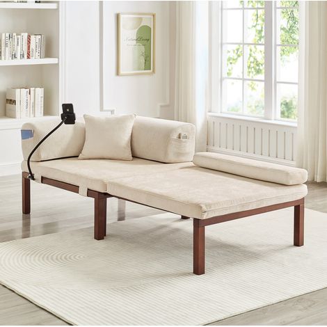 divano seduta letto singolo estraibile velluto beige OKMYHOME (1/5)