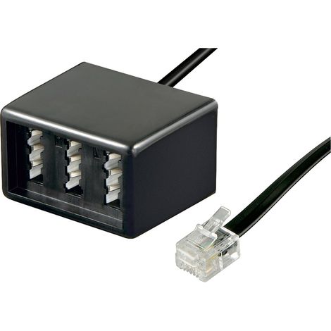 GOOBAY Telefon-Adapterstecker, RJ11-3x TAE/F/F, schwarz (1/3)