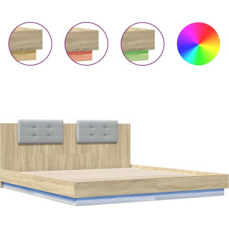 Maison Exclusive - Estructura de cama cabecero luces LED roble So