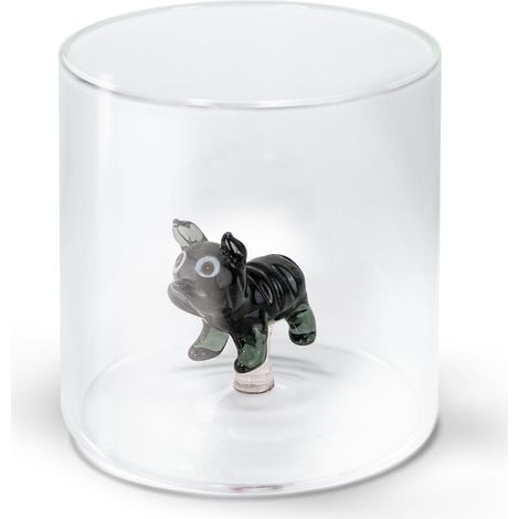 WD LifeStyle Bicchiere Vetro Borosilicato Cc 250 ml Decoro Bulldog Francese