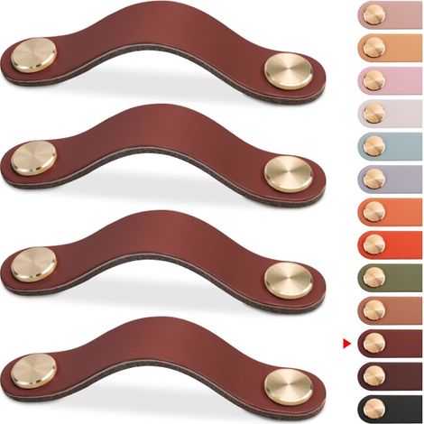 4 boutons en cuir pour meubles, boutons de porte d'armoire, boutons en cuir D (1/5)