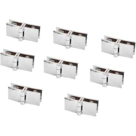 Charnière pour meuble,Lot de 8 charnières de porte en verre, 5 mm à 8 mm, pince rectangulaire réglable pour porte d'armoire, porte en verre à 180 degrés (1/4)