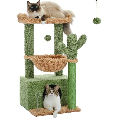 Arbre à chat, design de cactus unique, plusieurs zones de repos, Vert (1/2)